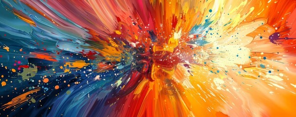 Colorful abstract painting. The painting is full of vibrant colors and energy. It would be a great addition to any home or office.