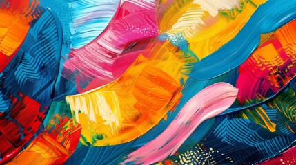 An abstract painting with bright and vibrant colors