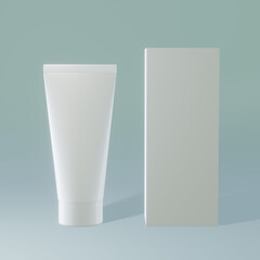 Mockup for the cream, white tube and box