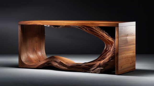 Exquisite huanghuali wood table, Chinese design showcasing detailed grain patterns, set against a clean background for a striking presentation of the wood's elegance