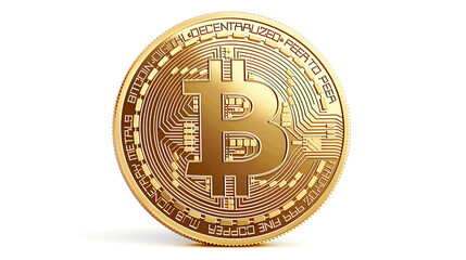 Golden bitcoin coin with bitcoin symbol isolated on white backgroundclean and crisp design digital currency  illustration 