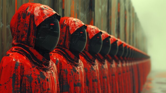 A digital art scene featuring multiple versions of the same character, each one slightly different in appearance and attire. This exploration of digital doppelgangers captures the fluidity and