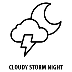 Cloudy Storm Night Icon simple and easy to edit for your design elements