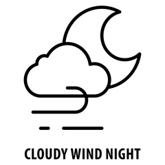 Cloudy Wind Night Icon simple and easy to edit for your design elements