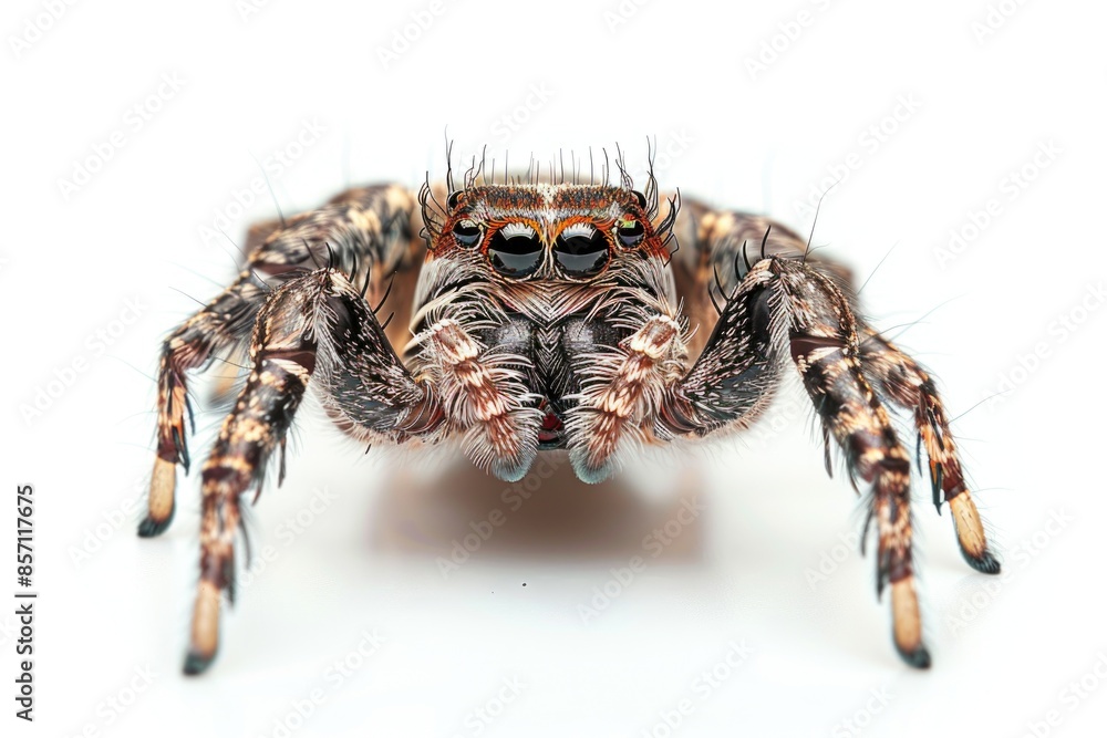 Poster a close-up view of a spider on a white surface
