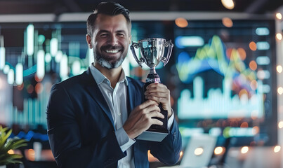 happy and excited businessmen investing