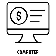 Computer Icon simple and easy to edit for your design elements