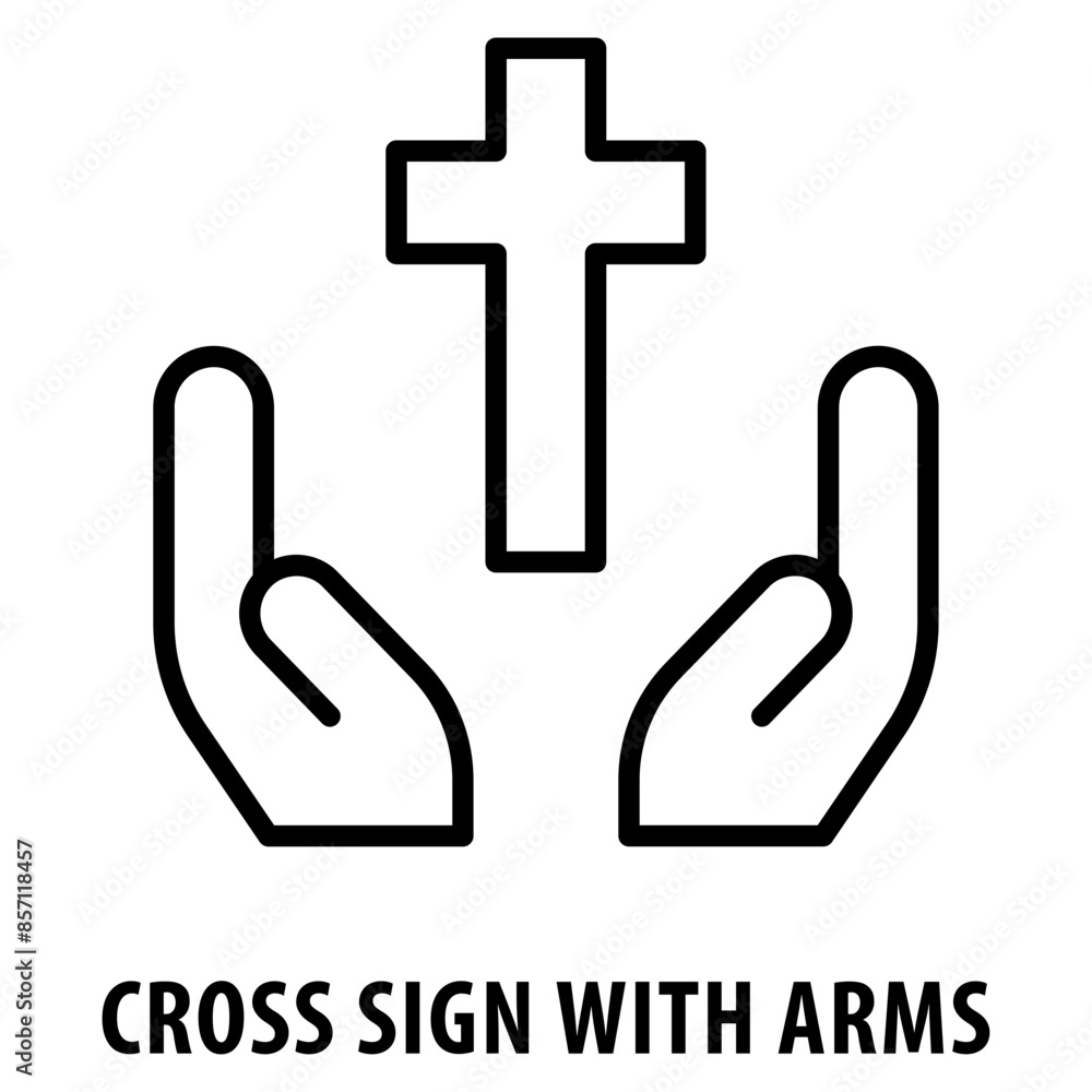 Poster cross sign with arms icon simple and easy to edit for your design elements