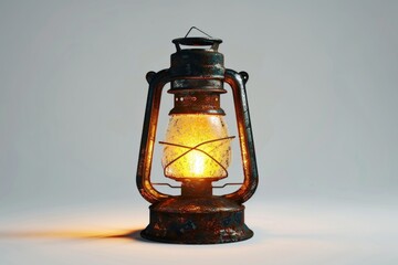 A vintage-style lantern with a soft glow on a plain white background, suitable for use in historical or nostalgic-themed designs