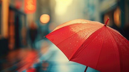 A person holding an umbrella walking in the rain