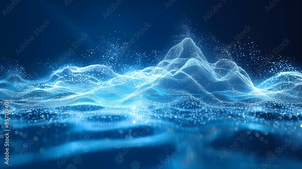 Aufkleber glowing ethereal waves - dynamic abstract digital backdrop with flowing energy