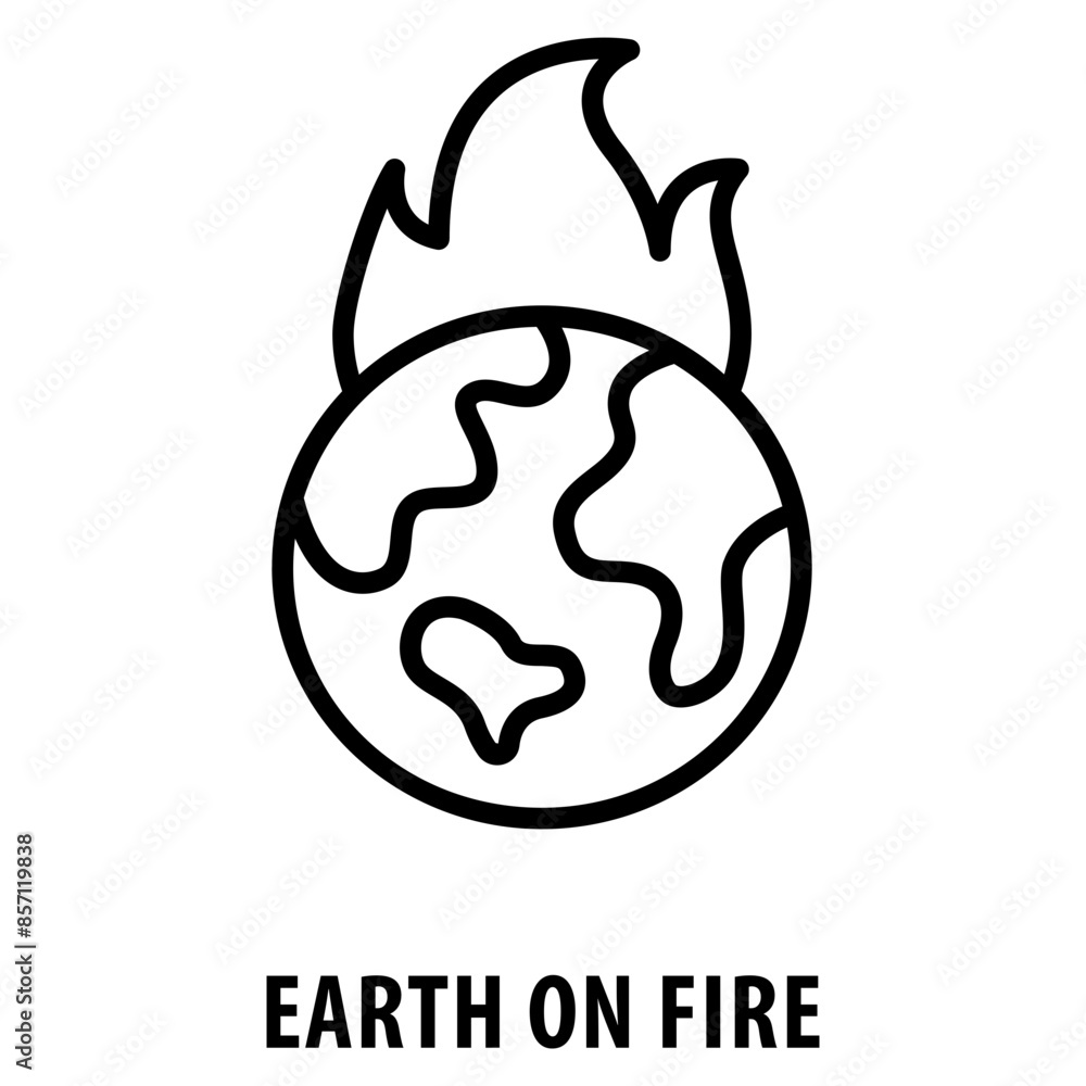 Poster earth on fire icon simple and easy to edit for your design elements