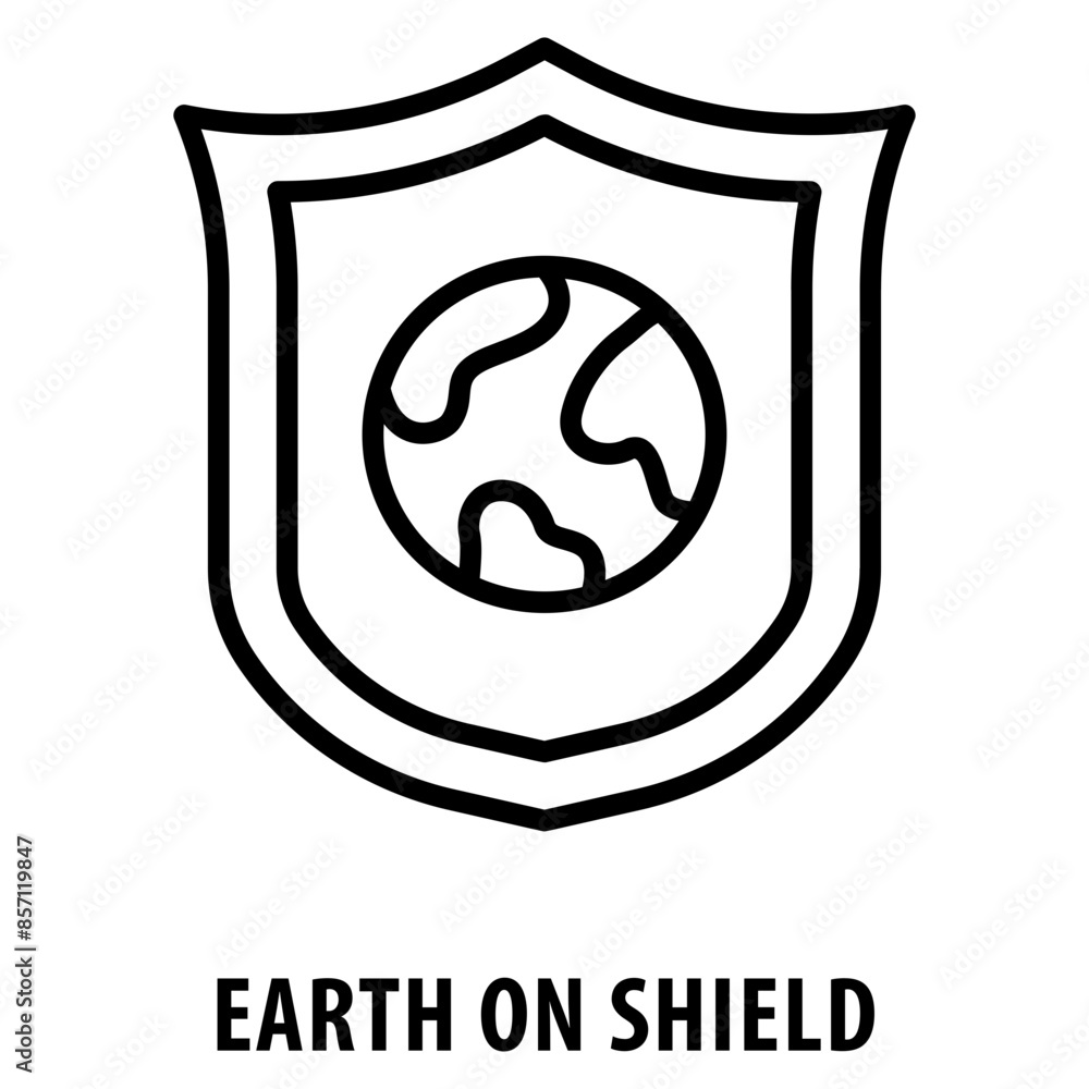 Aufkleber earth on shield icon simple and easy to edit for your design elements