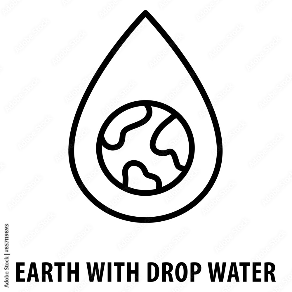 Aufkleber earth with drop water icon simple and easy to edit for your design elements