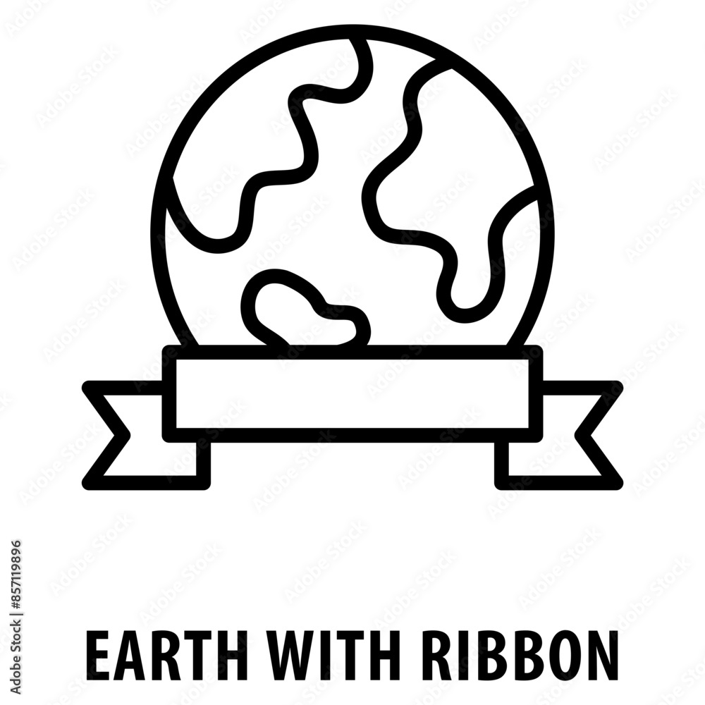 Poster earth with ribbon icon simple and easy to edit for your design elements