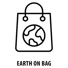 Earth on Bag Icon simple and easy to edit for your design elements