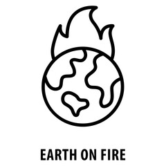 Earth on Fire Icon simple and easy to edit for your design elements