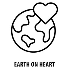 Earth on Heart Icon simple and easy to edit for your design elements