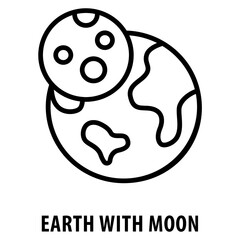 Earth with Moon Icon simple and easy to edit for your design elements