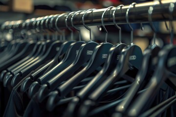 Fototapeta premium A clothes rack with various garments hanging from it