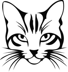 Obraz premium Silhouette Design of a cat face, White Background , Vector 