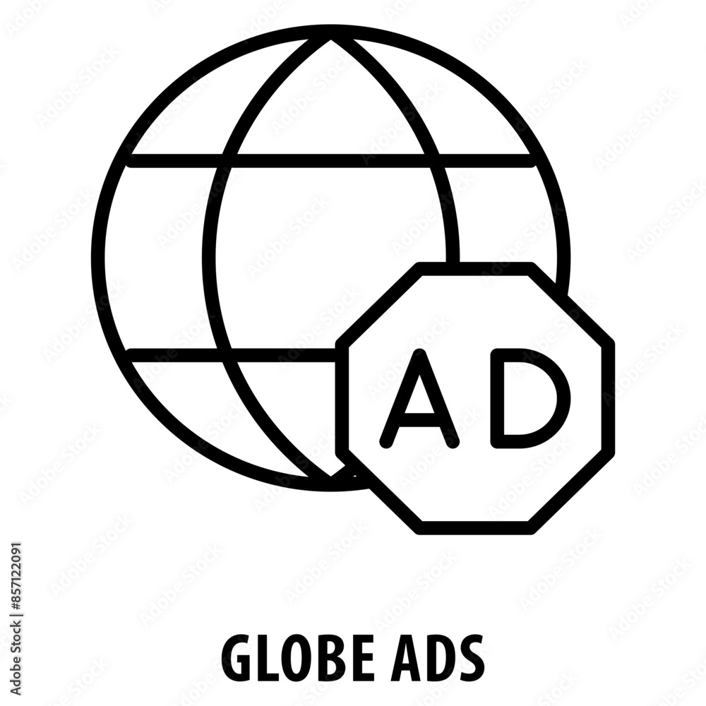 Poster globe ads icon simple and easy to edit for your design elements