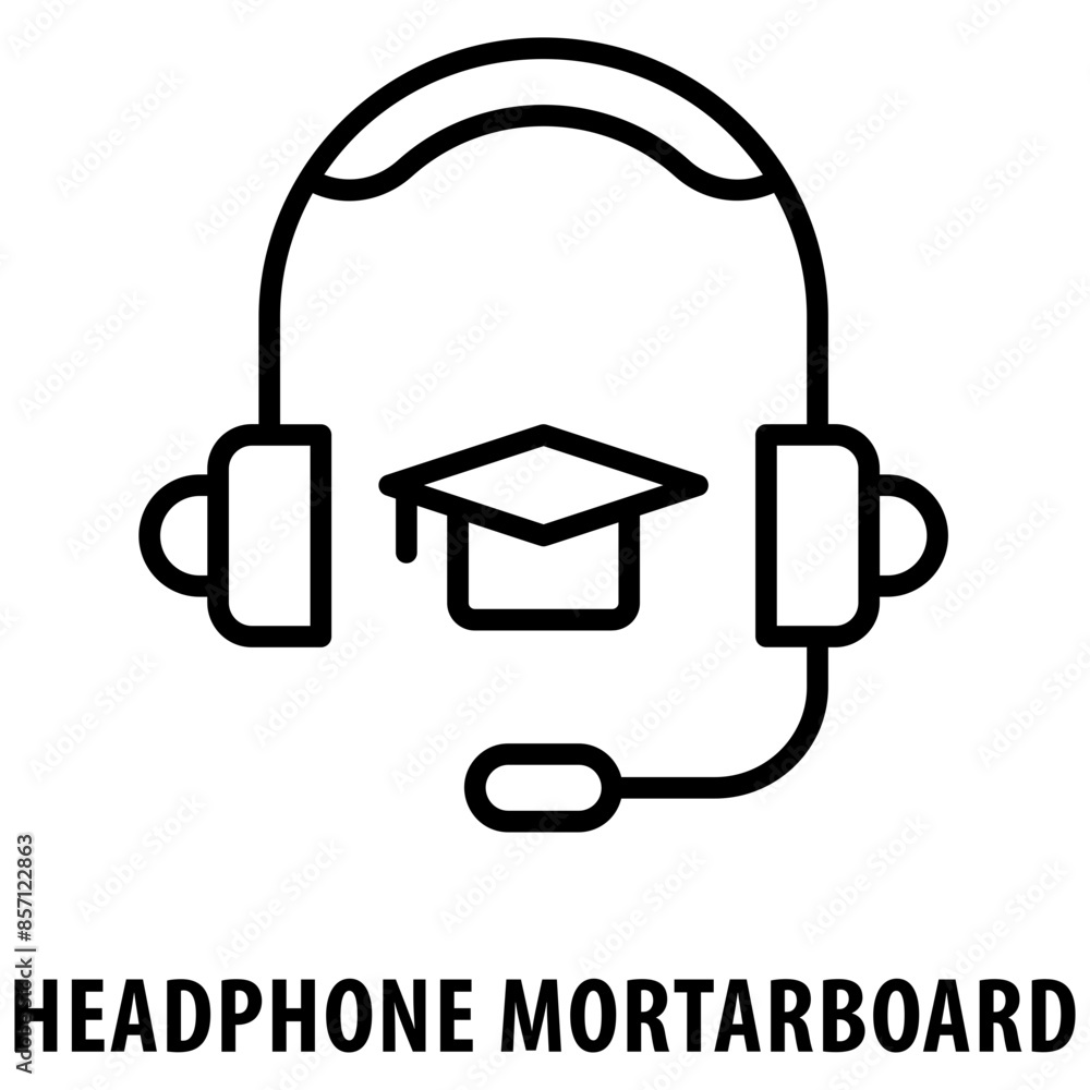 Poster headphone mortarboard icon simple and easy to edit for your design elements