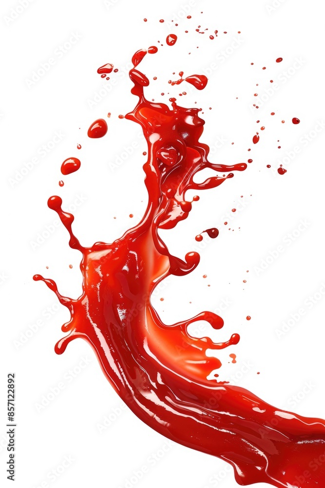 Poster a close-up view of a red substance spilled on a white surface