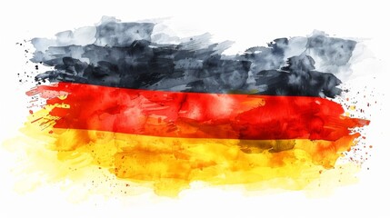 Germany background banner pattern template - Abstract watercolor brushstroke paint brush splash in the colors of german flag, isolated on white texture