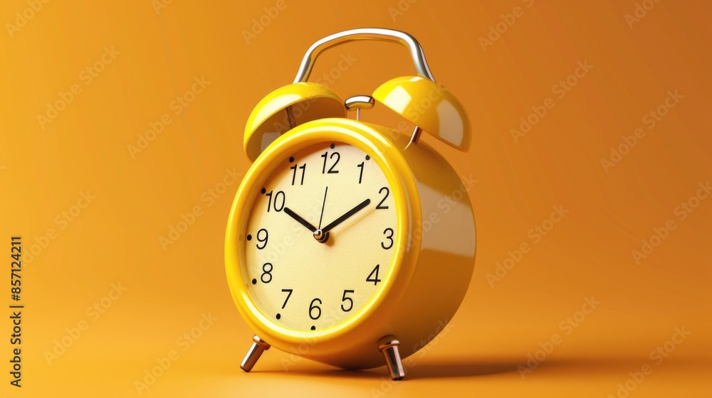 Poster a yellow alarm clock sitting on a table