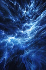 A blue and black abstract design featuring cloudy shapes