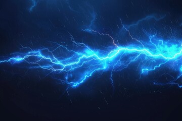 Fototapeta premium A blue lightning bolt illuminates the dark sky, creating an dramatic and intense atmosphere