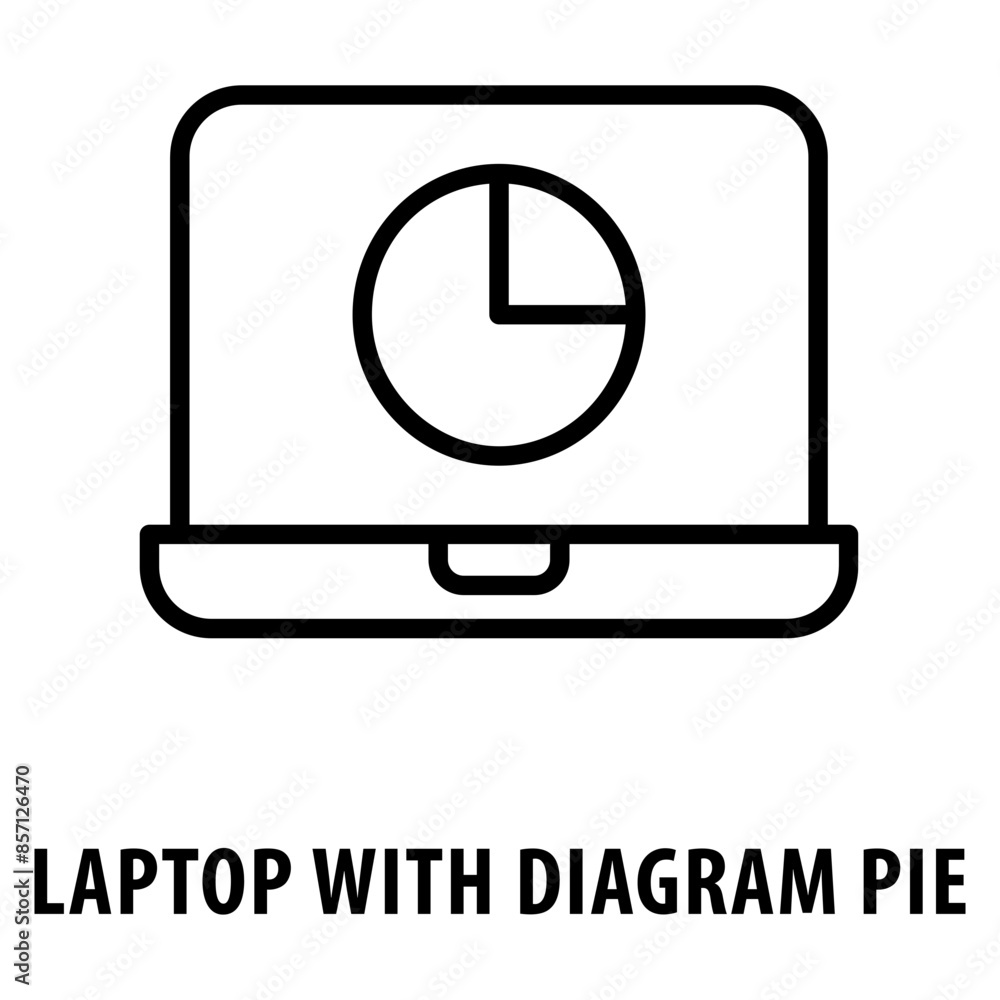 Poster laptop with diagram pie icon simple and easy to edit for your design elements