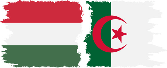 Algeria and Hungary grunge flags connection vector