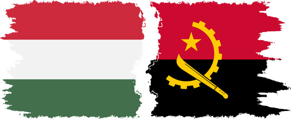Angola and Hungary grunge flags connection vector