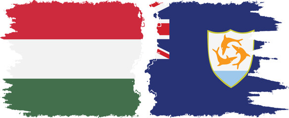 Anguilla and Hungary grunge flags connection vector