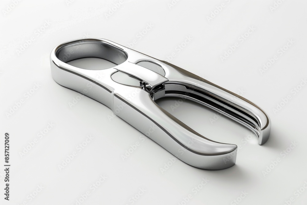 Poster A close-up shot of a pair of scissors lying on a table, ready for use