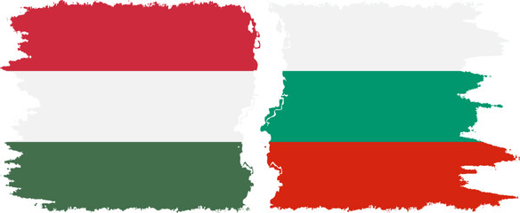 Bulgaria and Hungary grunge flags connection vector