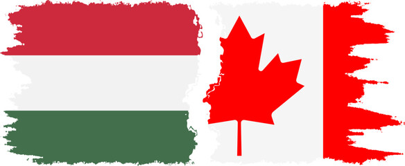 Canada and Hungary grunge flags connection vector