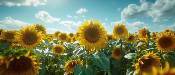 Sunflowers in a Field.