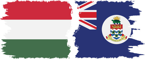 Cayman Islands and Hungary grunge flags connection vector