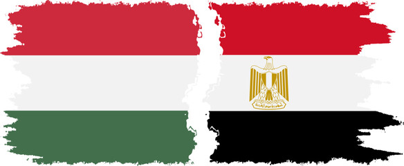 Egypt and Hungary grunge flags connection vector