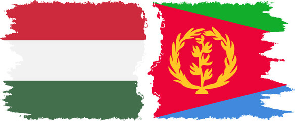 Fototapeta premium Eritrea and Hungary grunge flags connection vector