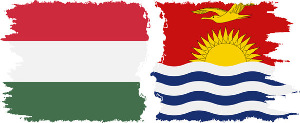 Kiribati and Hungary grunge flags connection vector