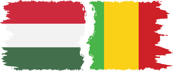Mali and Hungary grunge flags connection vector