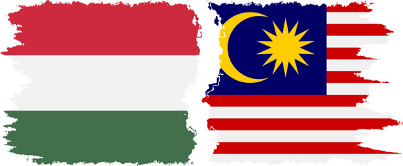 Fototapeta premium Malaysia and Hungary grunge flags connection vector