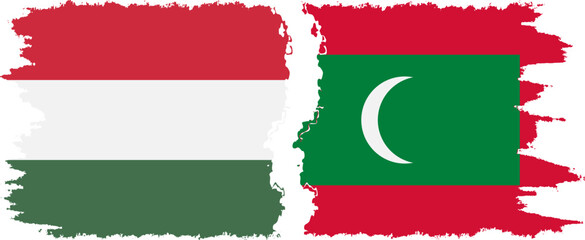 Maldives and Hungary grunge flags connection vector