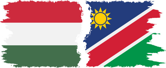 Namibia and Hungary grunge flags connection vector