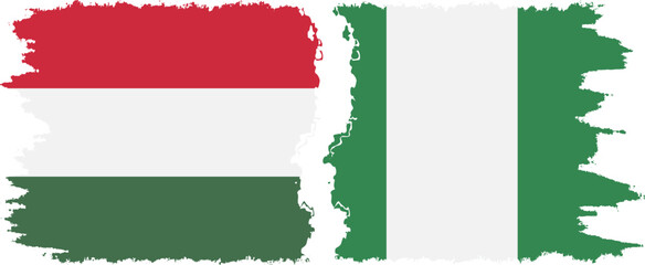 Nigeria and Hungary grunge flags connection vector