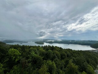 Lake Solina is a largest in Poland water reservoir surrounded by a characteristic landscape of mountains covered with forest and plenty of beaches with tourist infrastructure.